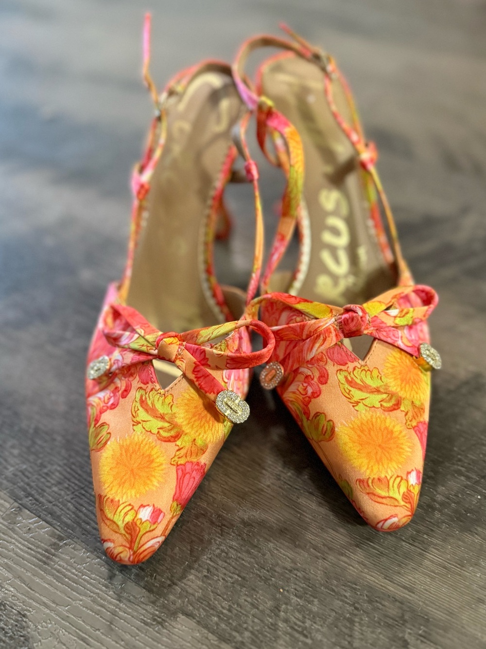 Circus by Sam Edelman Monica Floral Slingback Heel in Apricot Haze Multi 8.5 NEW - Picture 5 of 9